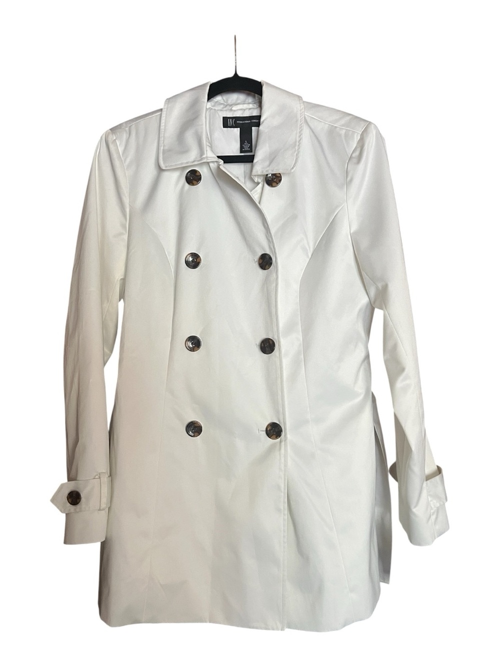 INC Classic White Double-Breasted Trench Coat - Women’s Lightweight Jacket